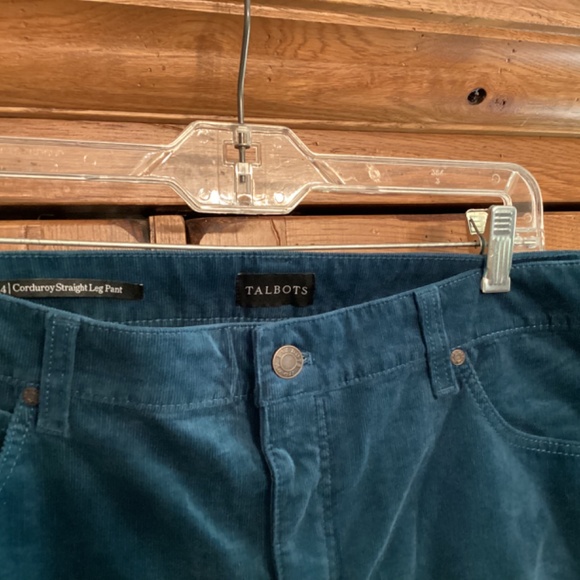 Talbots. Corduroy straight leg pant. Size 14. Deep ocean blue teal. - Picture 2 of 3